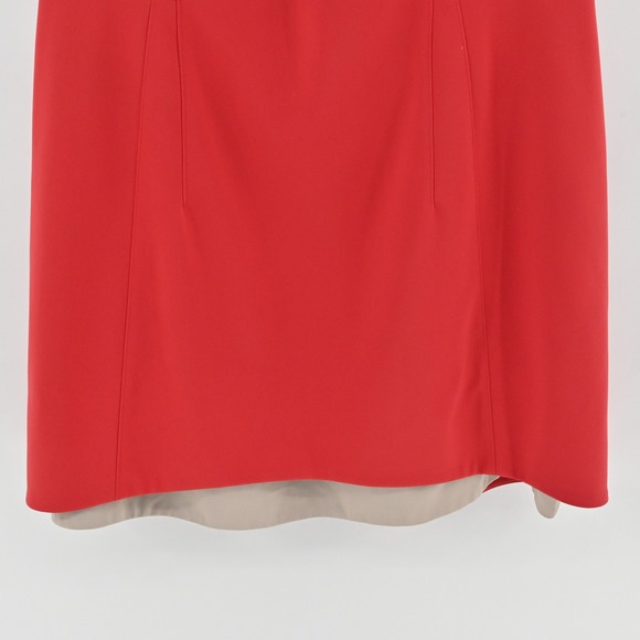 Akris Punto Sheath Dress Womens Size 16 Red Sleeveless Structured Cotton Blend - Picture 11 of 15